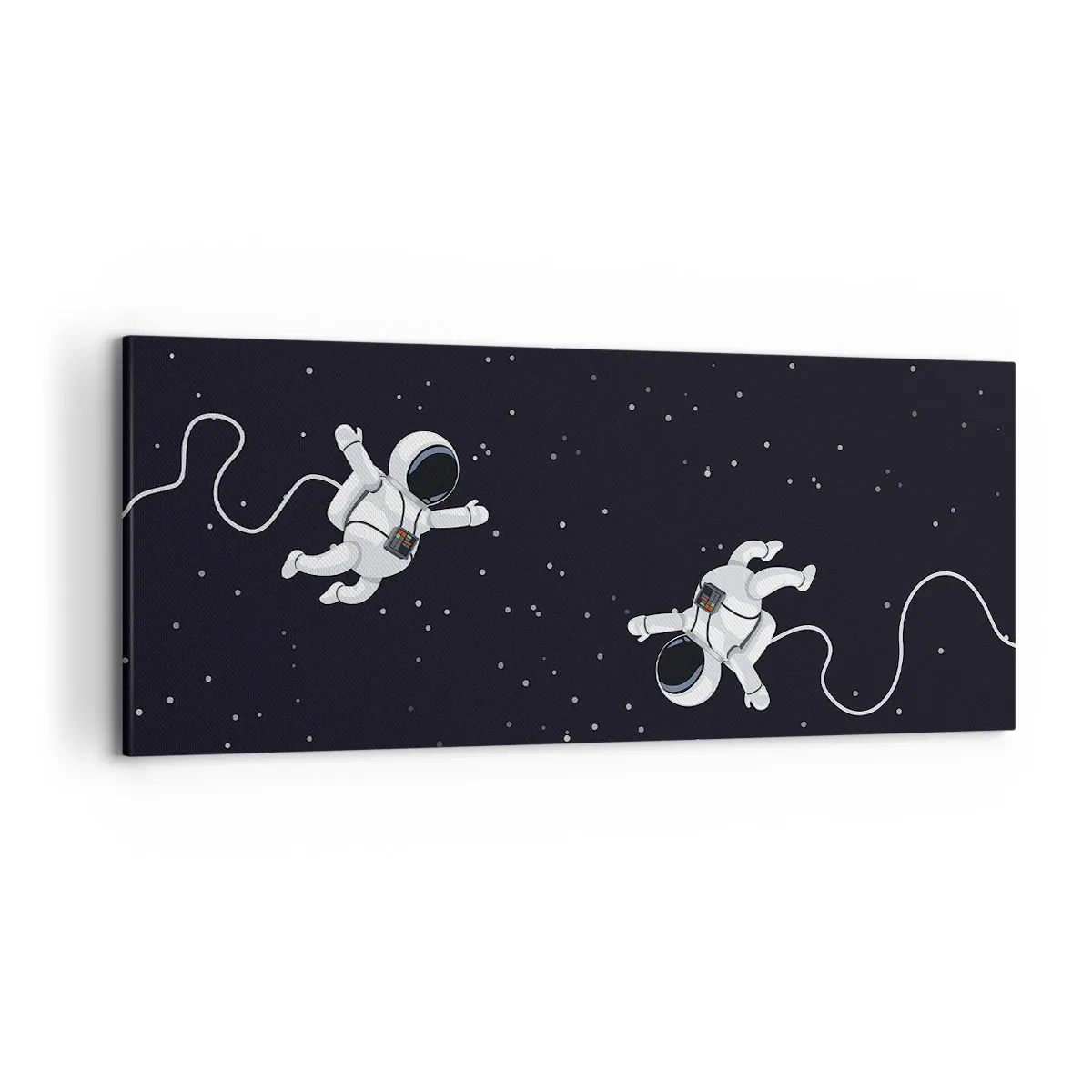 Impression sur toile - Image sur toile - Des astronautes flottant dans l'espace sur fond d'étoiles - 120x50cm - Sortie cosmique - Décoration murale moderne pour le salon et la chambre ARTTOR