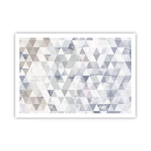 Affiche - Poster - Motif géométrique triangulaire dans des tons pastel - 100x70cm - En rythme de trois - Décoration murale moderne pour le salon et la chambre ARTTOR