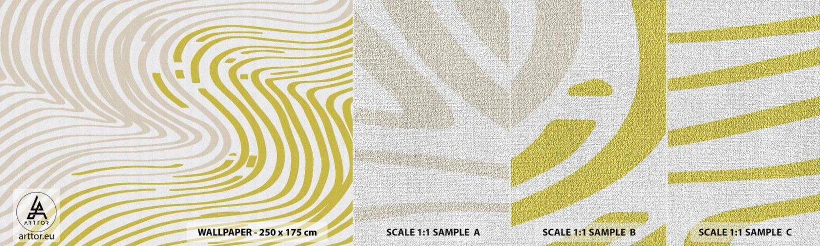 Échantillon de Papier Peint Premium Canvas - Une composition au léger virage - Minimalisme, Morceau, Brillant - 100x30 cm