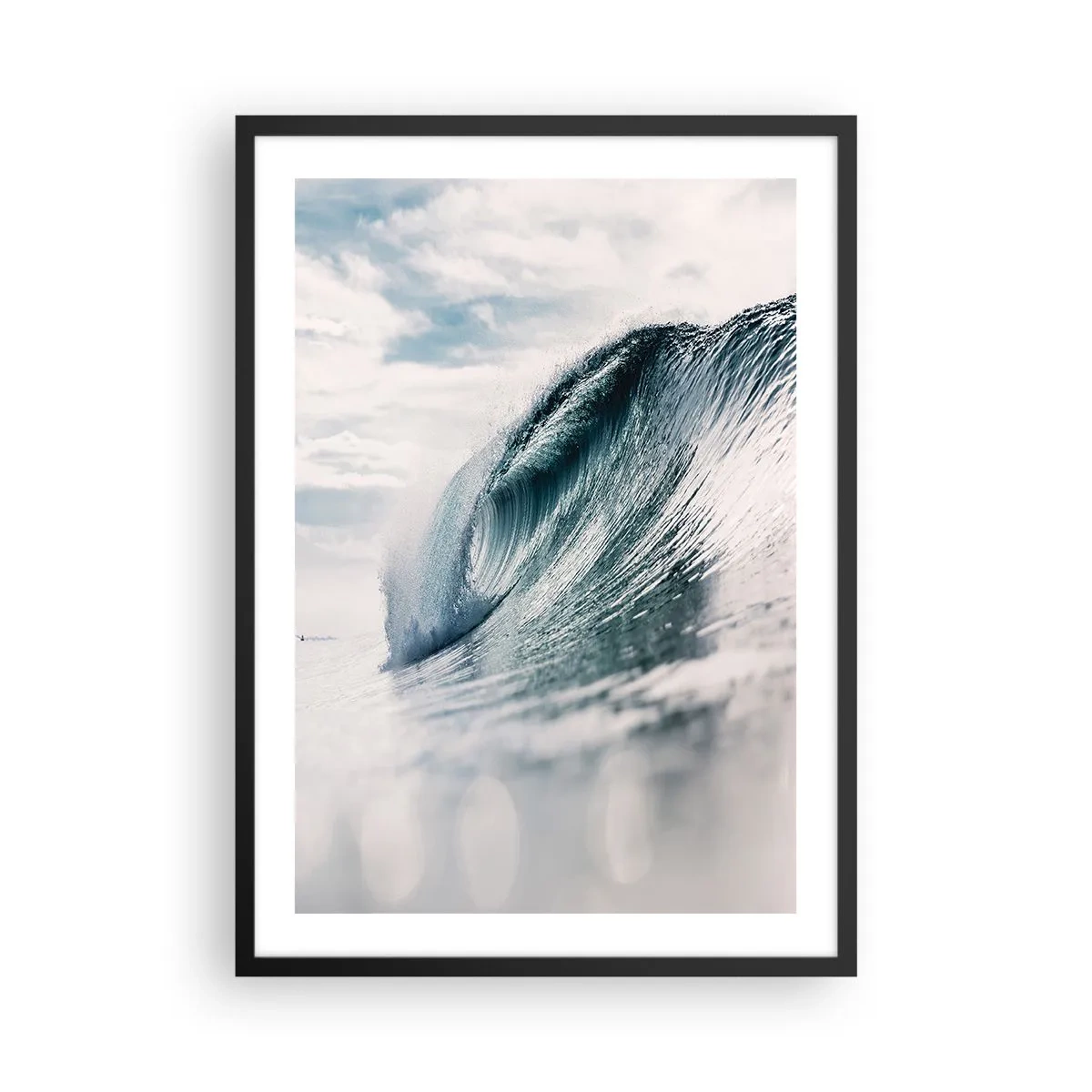 Affiche dans un cadre noir - Poster - Une puissante vague océanique capturée en mouvement - 50x70cm - Pic d'eau - Décoration murale moderne pour le salon et la chambre ARTTOR