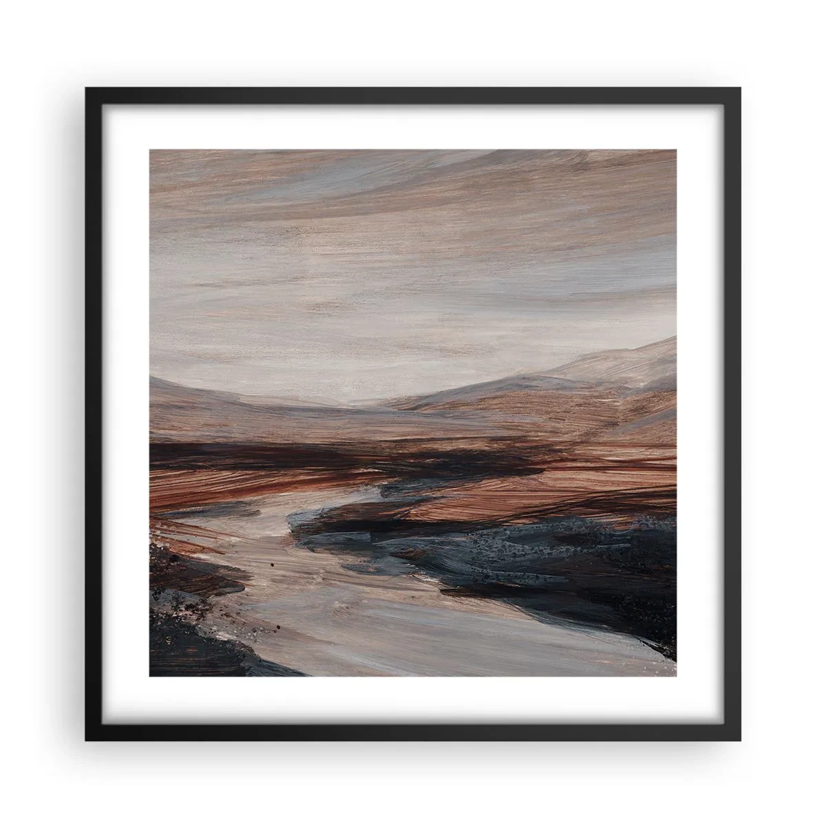 Affiche dans un cadre noir - Poster - Une vallée tranquille - 50x50 cm