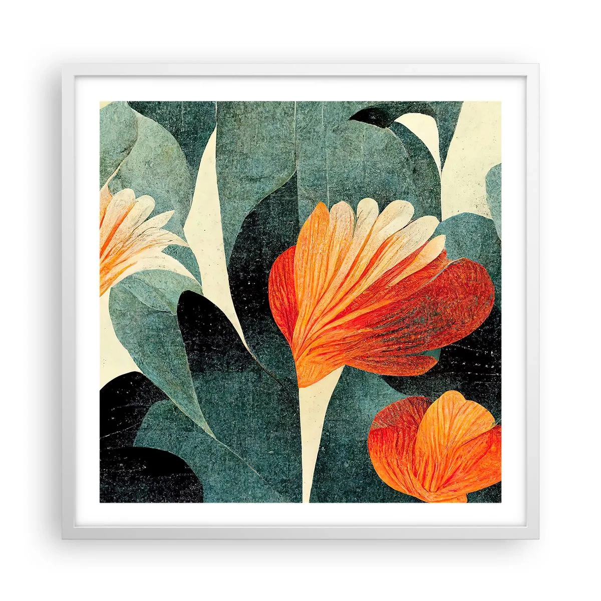 Affiche dans un cadre blanc - Poster - La chaleur des tropiques et la fraîcheur de la verdure - 60x60 cm