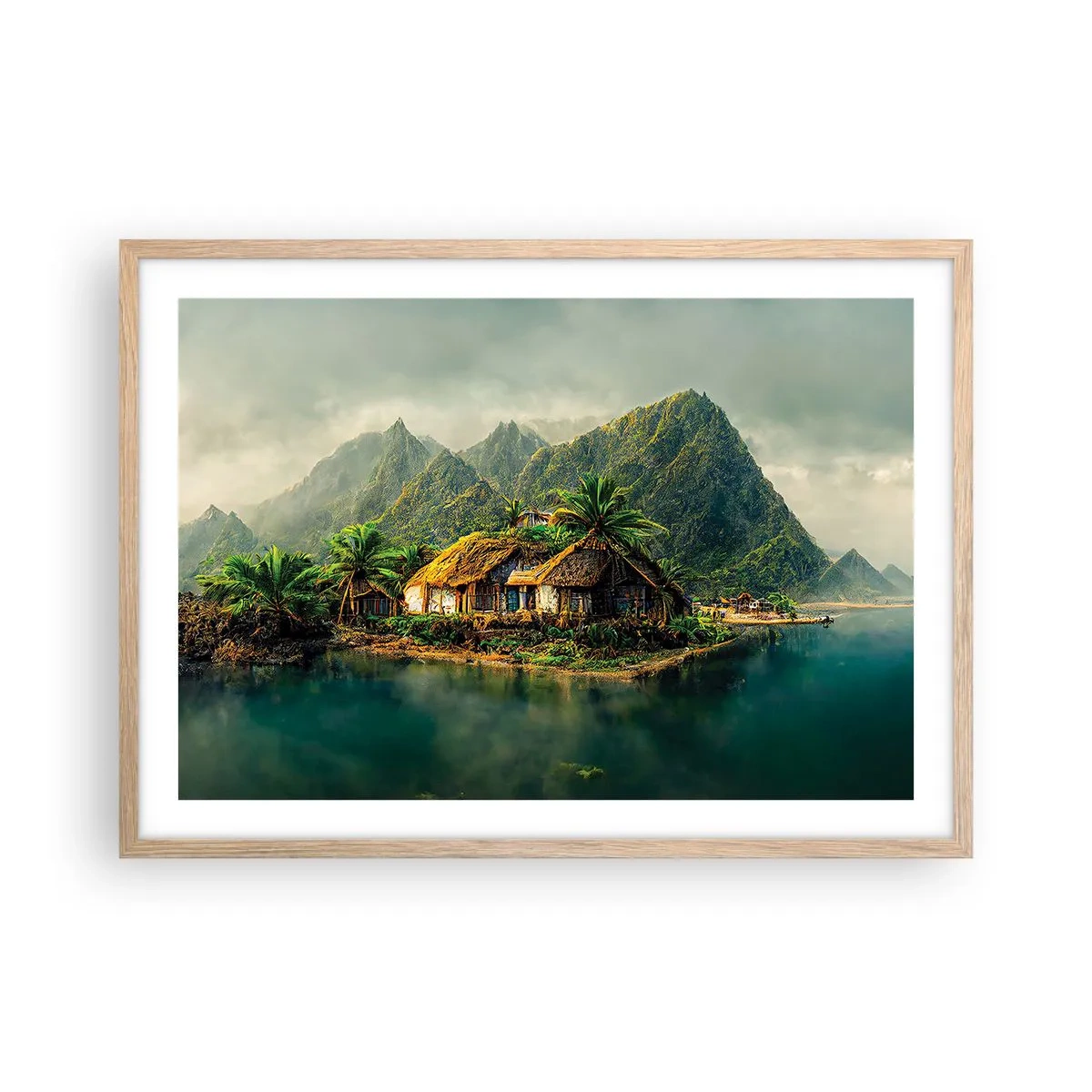 Affiche dans un chêne clair - Poster - Paradis tropical - 70x50 cm