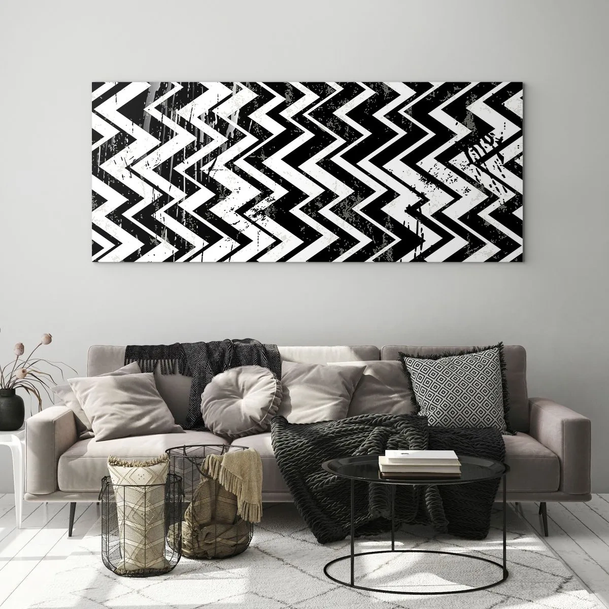 Impression sur verre - Image sur verre - Zig-blanc, zag-noir - 100x40 cm