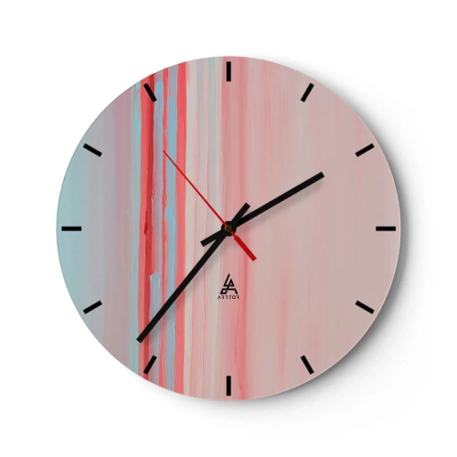 Horloge murale - Pendule murale - Stries verticales pastel dans des tons de rose et de bleu - 30x30cm - Abstraction à l'aube - Décoration murale moderne pour le salon, la cuisine et la chambre ARTTOR