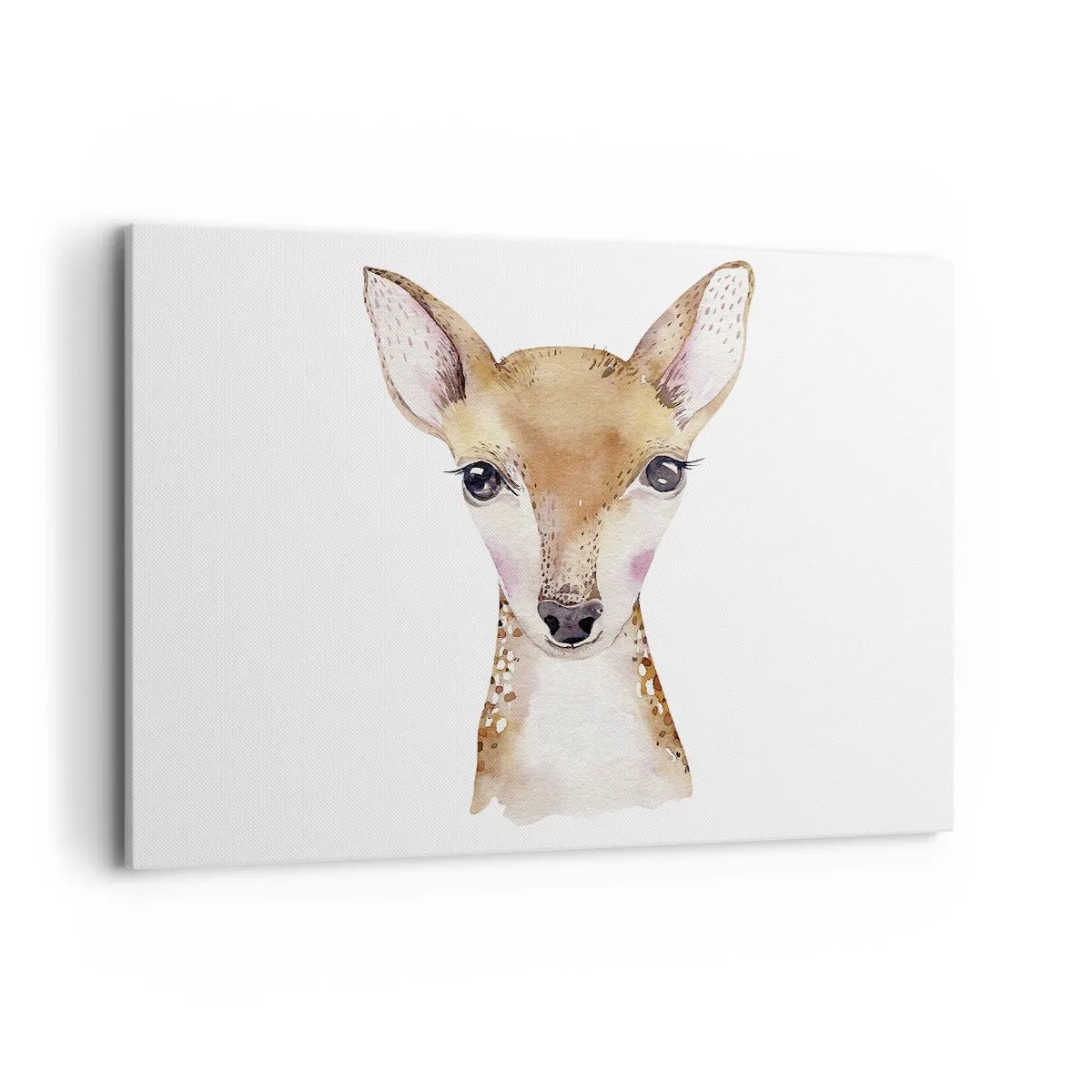 Impression sur toile - Image sur toile - Portrait à l'aquarelle d'un jeune chevreuil sur fond blanc - 120x80cm - L'innocence de la nature - Décoration murale moderne pour le salon et la chambre ARTTOR