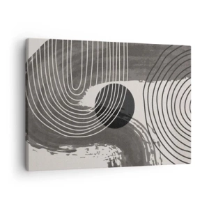 Impression sur toile - Image sur toile - Lignes géométriques et ovales dans des tons monochromes - 70x50cm - L'ovale gagne - Décoration murale moderne pour le salon et la chambre ARTTOR