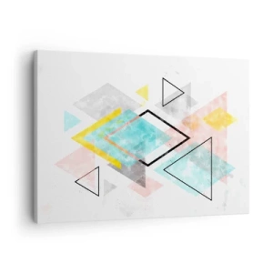 Impression sur toile - Image sur toile - Motifs géométriques colorés sur fond blanc - 70x50cm - Géométrie facile - Décoration murale moderne pour le salon et la chambre ARTTOR