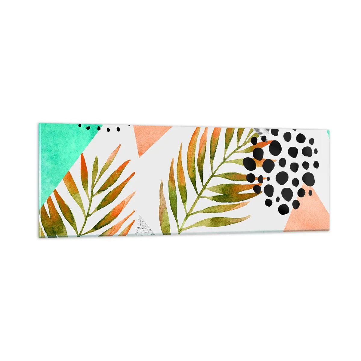 Impression sur verre - Image sur verre - Décoration avec feuille de palmier - 90x30 cm