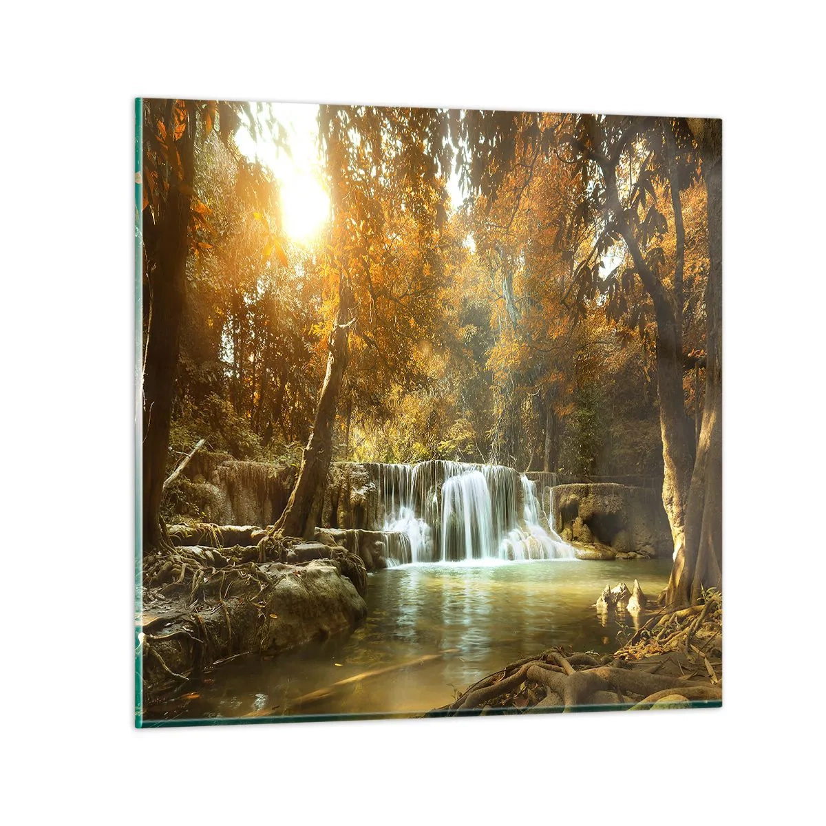 Impression sur verre - Image sur verre - Cascade du parc - 60x60 cm