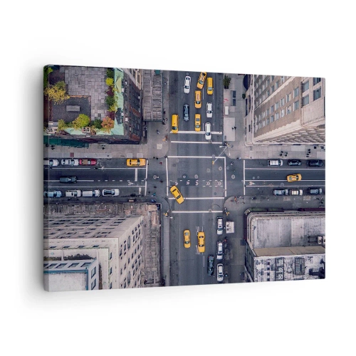 Impression sur toile - Image sur toile - Vue aérienne d'une rue animée de la ville - 70x50cm - Un choix simple - Décoration murale moderne pour le salon et la chambre ARTTOR