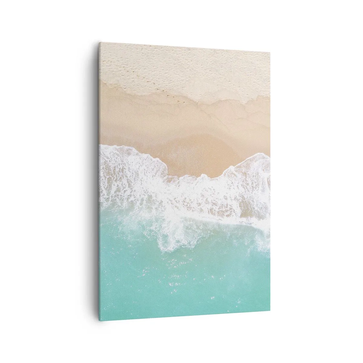 Impression sur toile - Image sur toile - Vue plongeante sur une plage aux eaux turquoise et aux vagues douces - 70x100cm - Caresse de l'océan - Décoration murale moderne pour le salon et la chambre ARTTOR