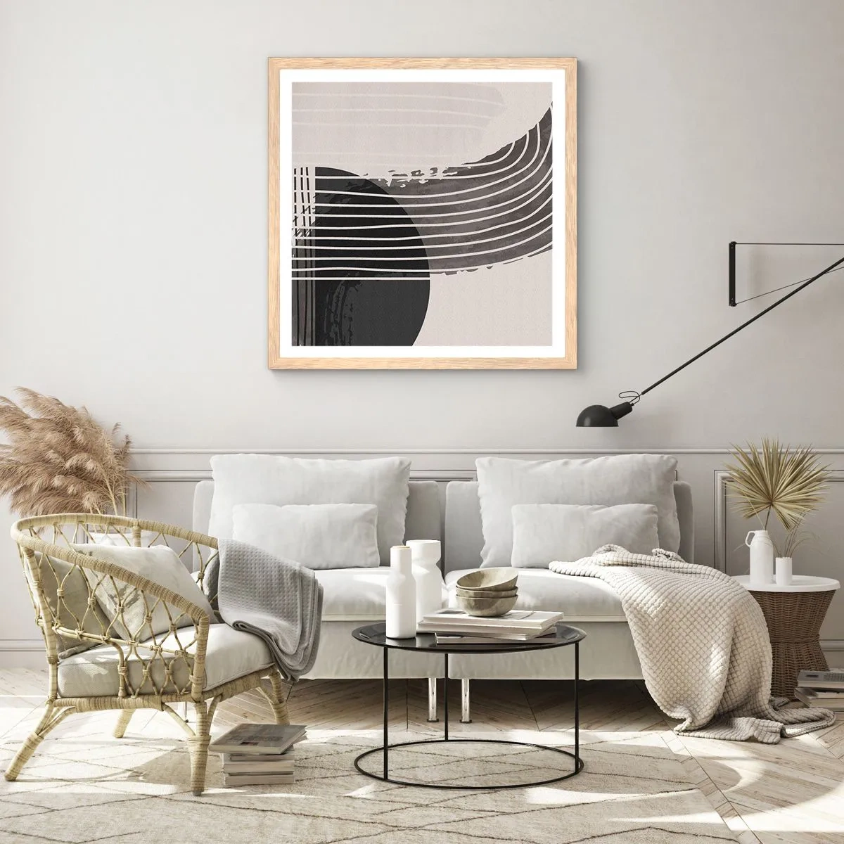 Affiche dans un chêne clair - Poster - Aller et retour - 40x40 cm