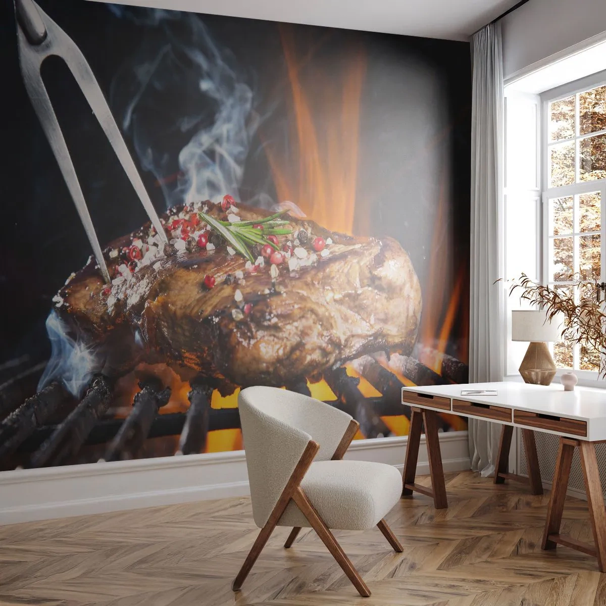 Papier Peint Photo Premium Canvas - Juteux et parfumé - La gastronomie, steak, Gril - 250x175 cm