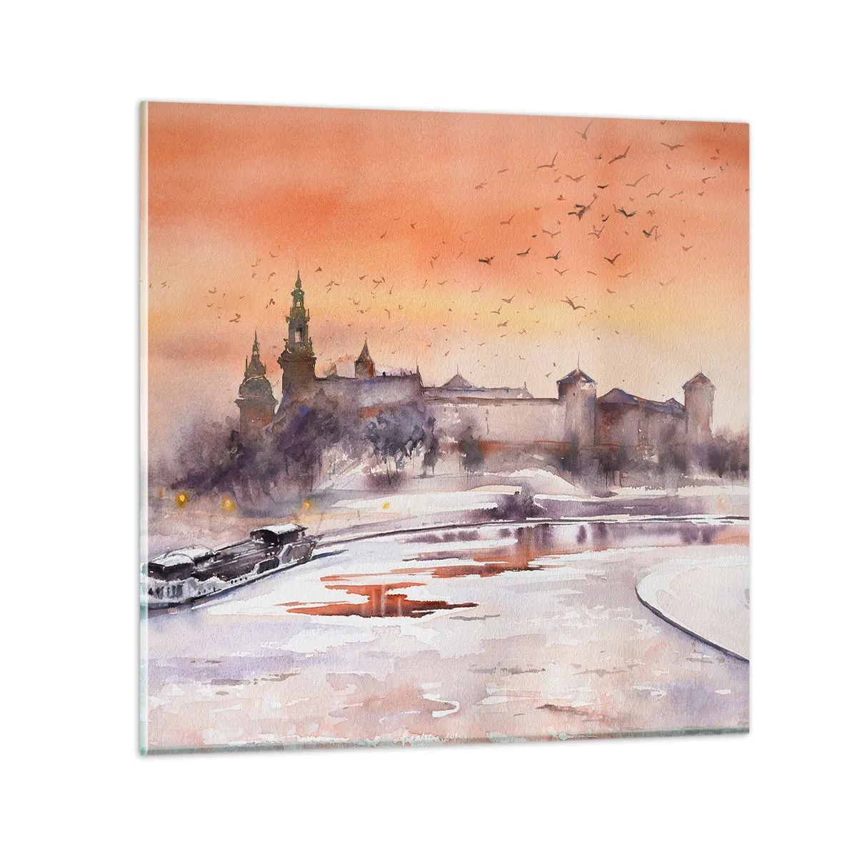 Impression sur verre - Image sur verre - Coucher de soleil royal - 40x40 cm