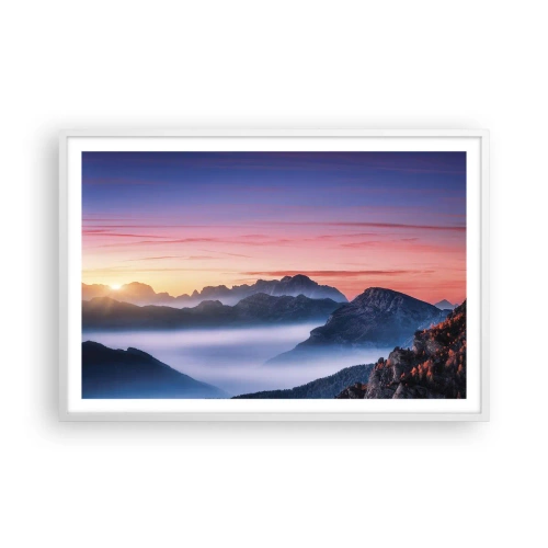 Affiche dans un cadre blanc - Poster - Au-dessus des vallées - 91x61 cm