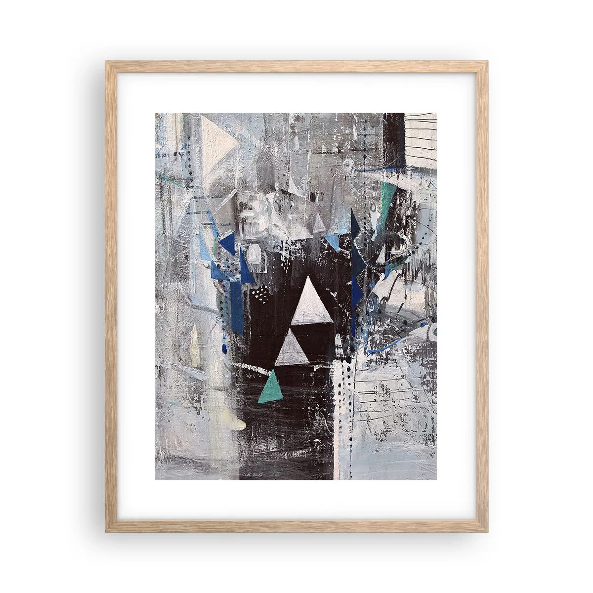 Affiche dans un chêne clair - Poster - Ordre prioritaire des triangles - 40x50 cm