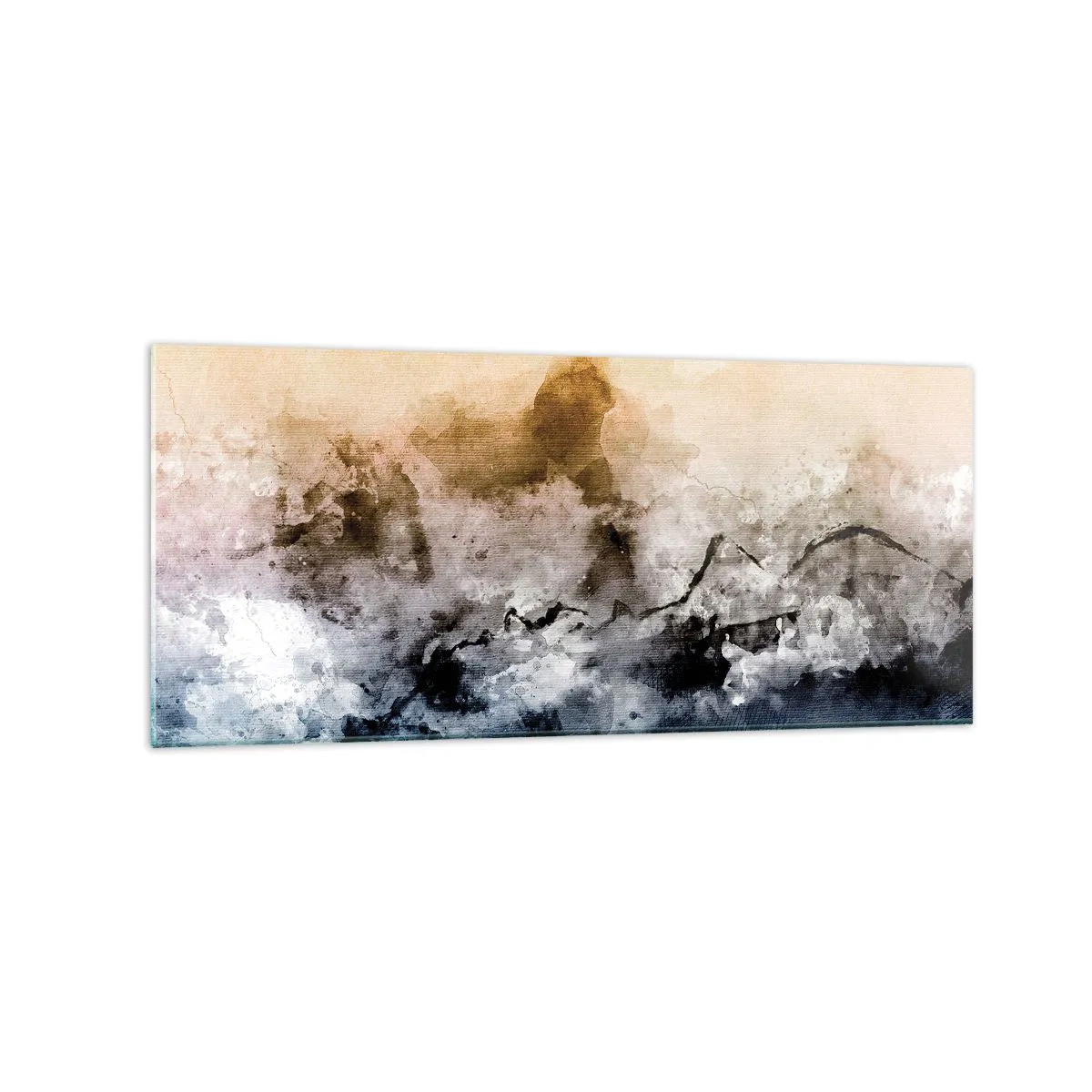 Impression sur verre - Image sur verre - Paysage abstrait avec brouillard et couleurs subtiles - 120x50cm - Noyé dans un nuage de brouillard - Décoration murale moderne pour le salon et la chambre ARTTOR