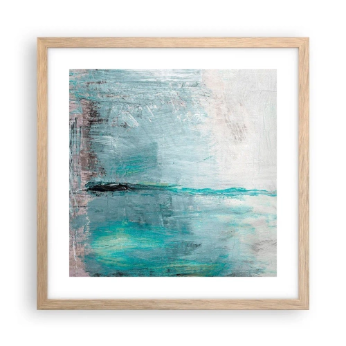 Affiche dans un chêne clair - Poster - Horizontalement en bleu - 40x40 cm