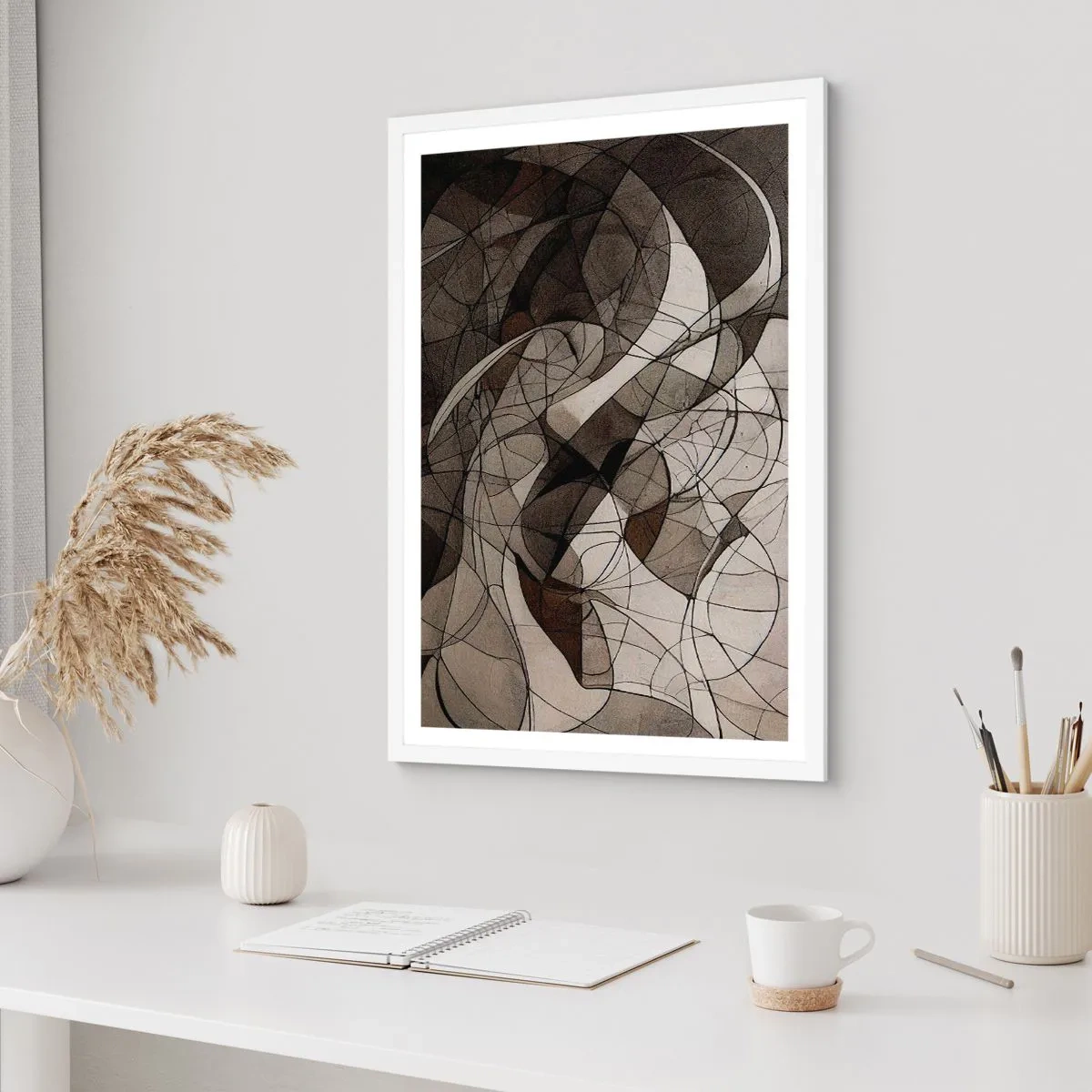 Affiche dans un cadre blanc - Poster - Circulation des couleurs de la terre - 61x91 cm