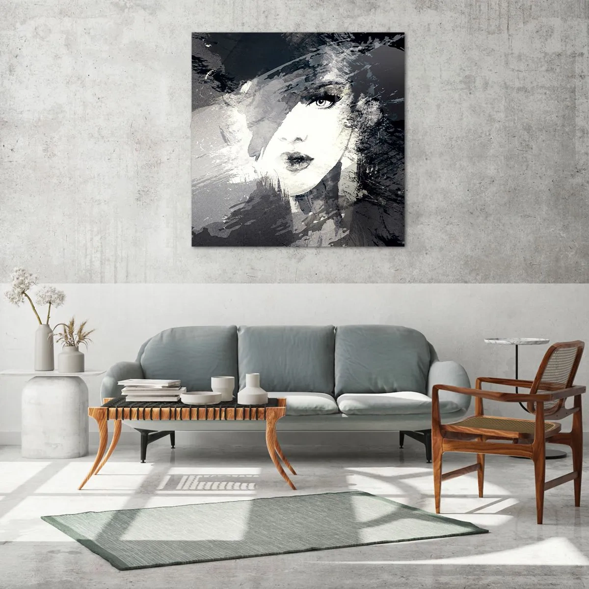 Impression sur verre - Image sur verre - Derrière un voile gris - 60x60 cm