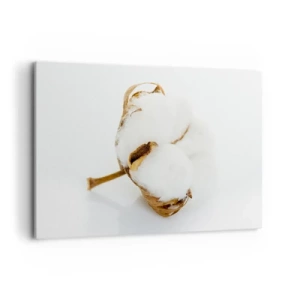 Impression sur toile - Image sur toile - Une branche de coton sur un fond clair dans une approche minimaliste - 100x70cm - Doux par nature - Décoration murale moderne pour le salon et la chambre ARTTOR