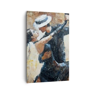 Impression sur toile - Image sur toile - Un couple dansant le tango dans un style romantique et élégant - 80x120cm - À la Rudolf Valentino - Décoration murale moderne pour le salon et la chambre ARTTOR
