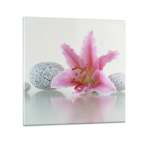Impression sur verre - Image sur verre - Étude de rose, gris et blanc - 40x40 cm