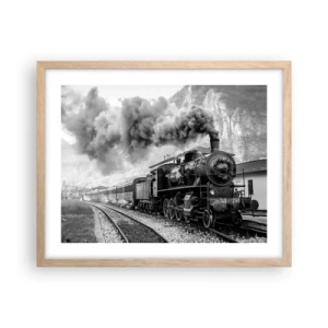 Affiche dans un chêne clair - Poster - Attend à la gare... - 50x40 cm