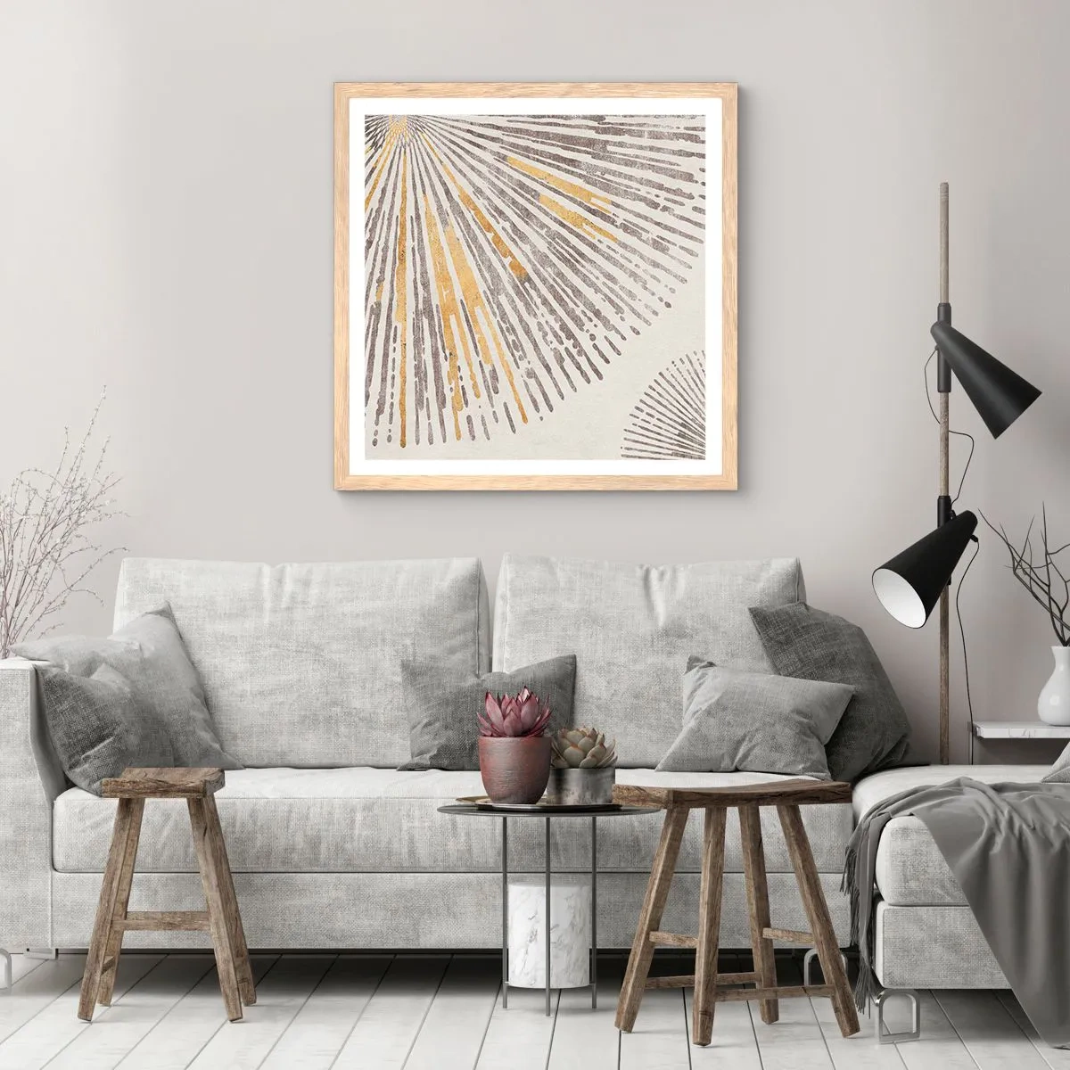 Affiche dans un chêne clair - Poster - La beauté du rayon - 60x60 cm