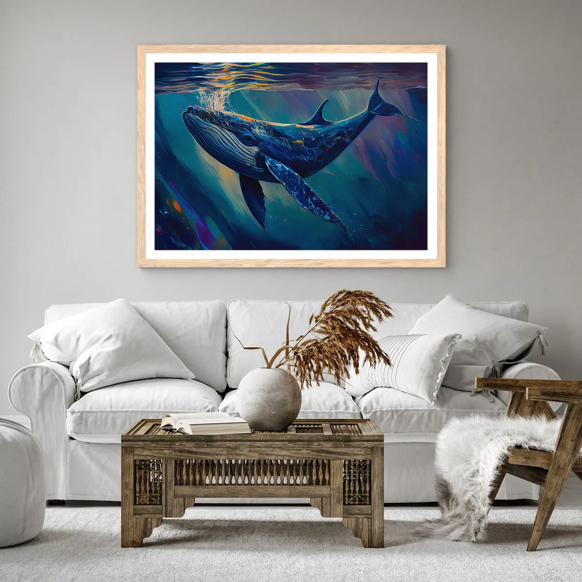 Affiche dans un chêne clair - Poster - Bienvenue dans mon monde - 100x70 cm