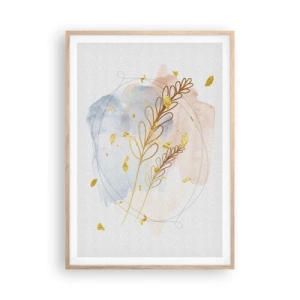 Affiche dans un chêne clair - Poster - Explosion d'or - 70x100 cm