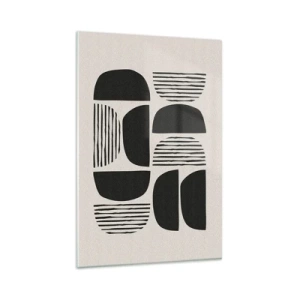 Impression sur verre - Image sur verre - Géométrie avec demi-cercles et lignes en noir sur fond clair - 80x120cm - Offres sans enthousiasme - Décoration murale moderne pour le salon et la chambre ARTTOR