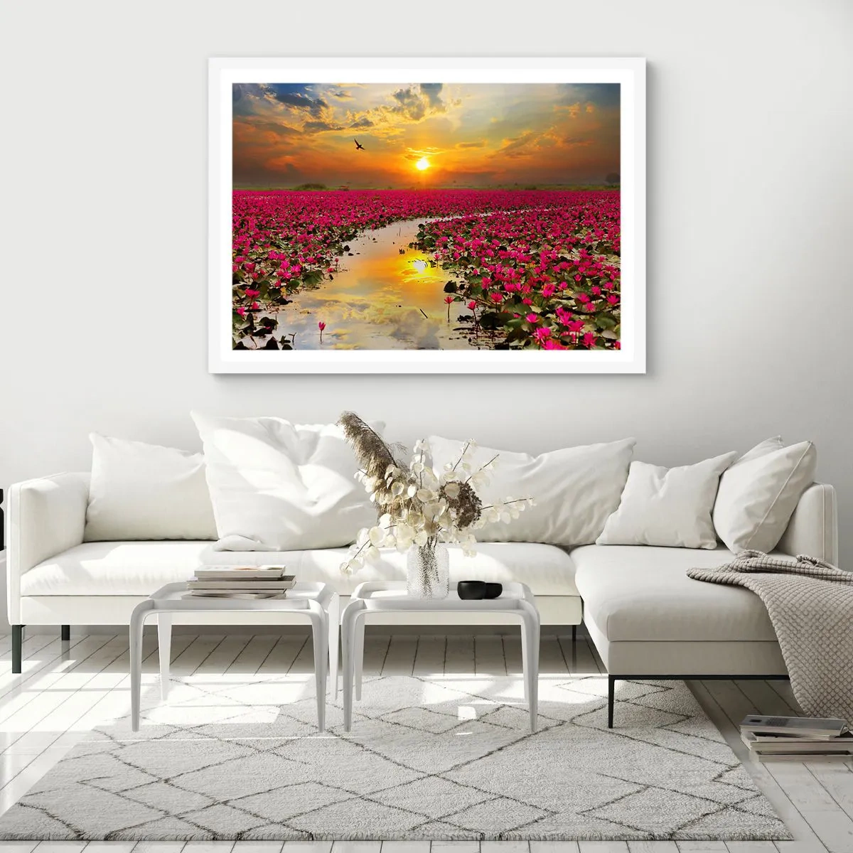 Affiche dans un cadre blanc - Poster - La vie secrète du lac - 100x70 cm