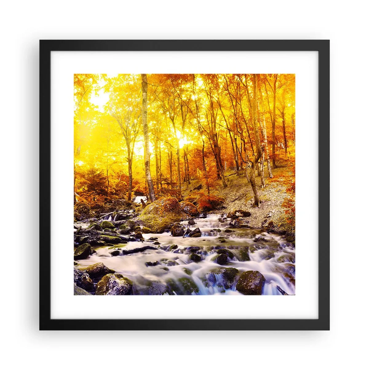 Affiche dans un cadre noir - Poster - Pierres serties d'or et de platine - 40x40 cm