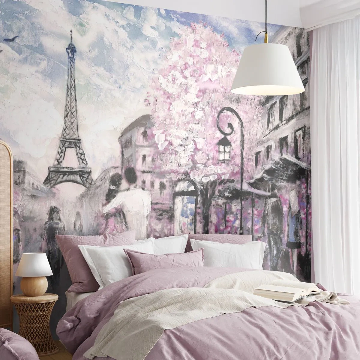 Papier Peint Autocollant Deluxe Sticker - Comment tomber amoureu, il faut juste... - Ville, tour Eiffel, Paris - 250x175 cm