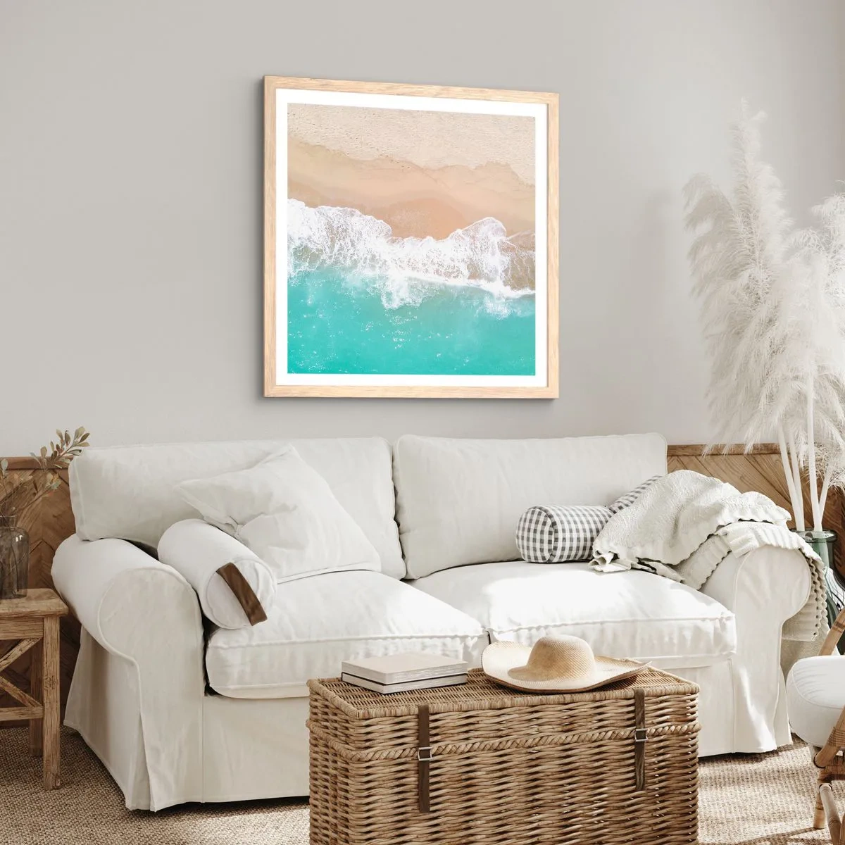 Affiche dans un chêne clair - Poster - Caresse de l'océan - 40x40 cm