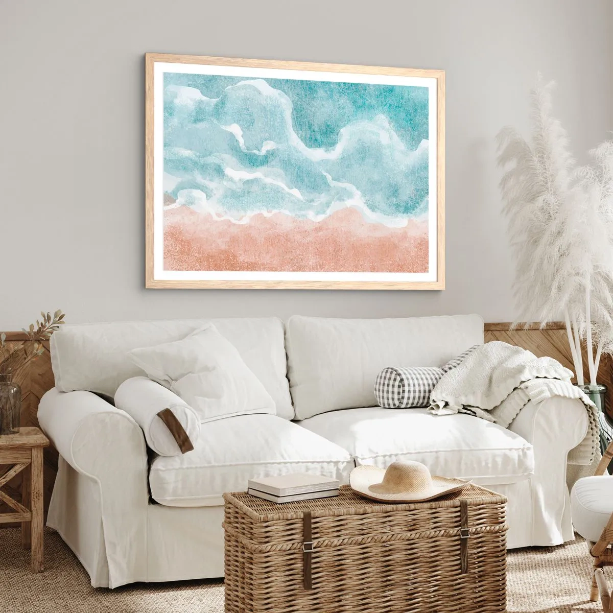 Affiche dans un chêne clair - Poster - Abstraction du nuage - 50x40 cm