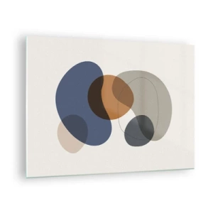 Impression sur verre - Image sur verre - Taches abstraites colorées dans des tons bleu marine et marron - 70x50cm - Gouttes de couleur - Décoration murale moderne pour le salon et la chambre ARTTOR