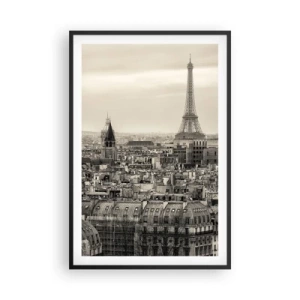 Affiche dans un cadre noir - Poster - Sur les toits de Paris - 61x91 cm