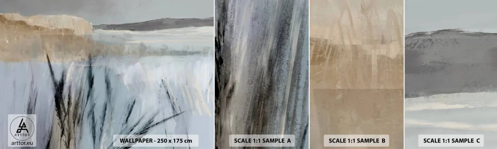 Échantillon De Papier Peint Standard Eco - Champs d'hiver - Brillant, Minimalisme, Morceau - 100x30 cm