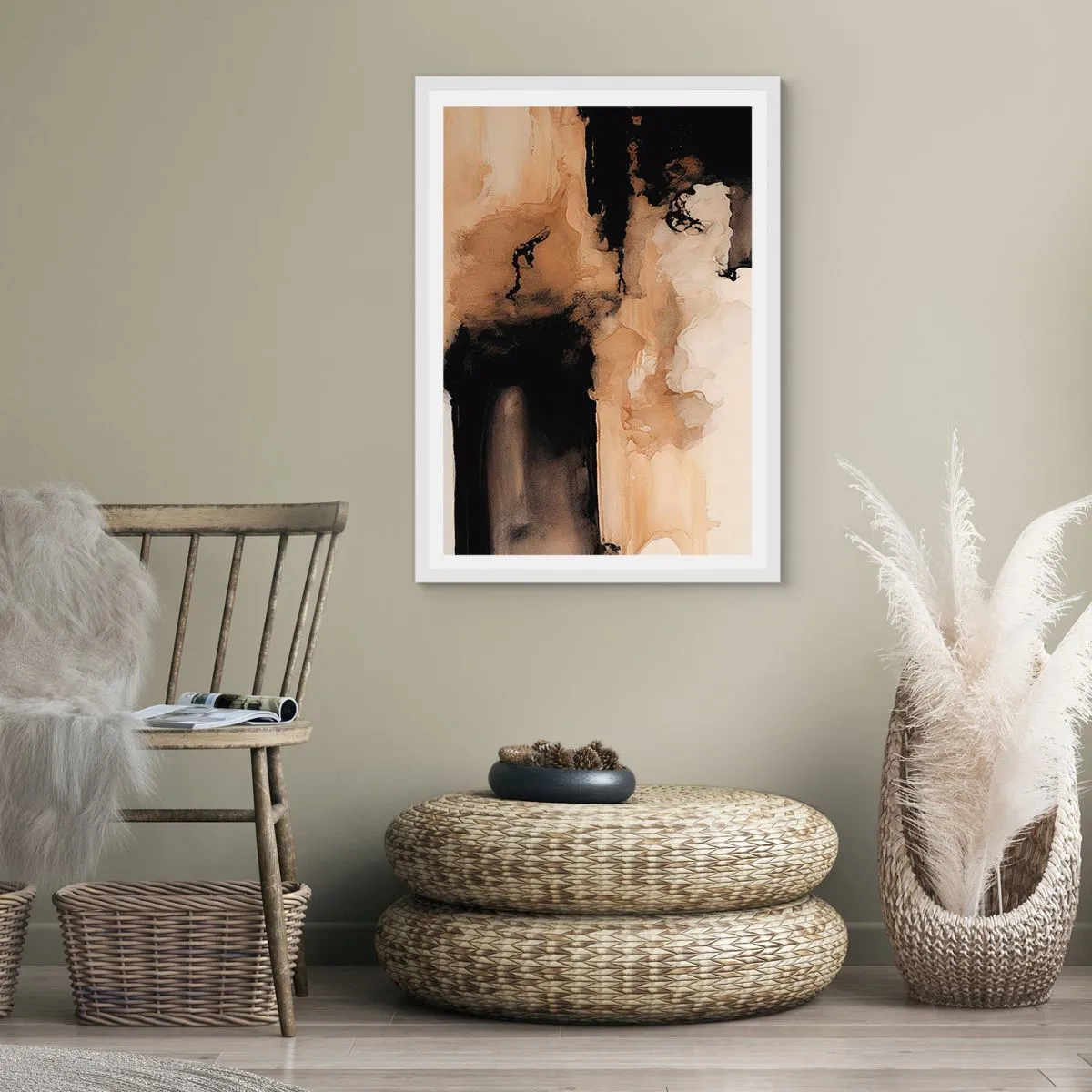 Affiche dans un cadre blanc - Poster - Une abstraction intrigante - 30x40 cm