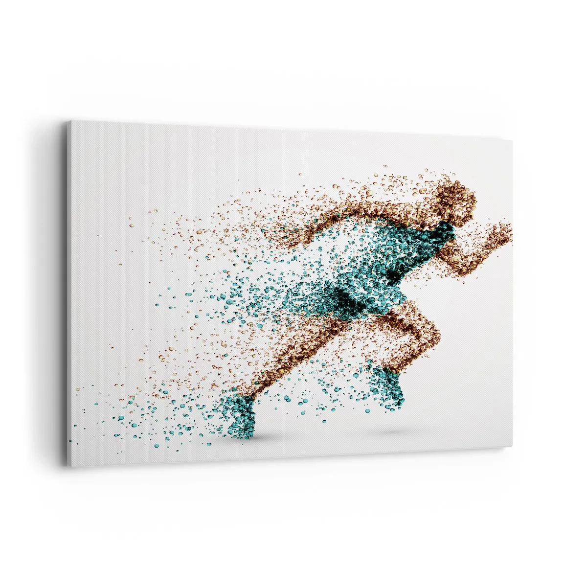 Impression sur toile - Image sur toile - Une figurine de coureur dynamique composée de minuscules particules - 100x70cm - La vie est une course - Décoration murale moderne pour le salon et la chambre ARTTOR