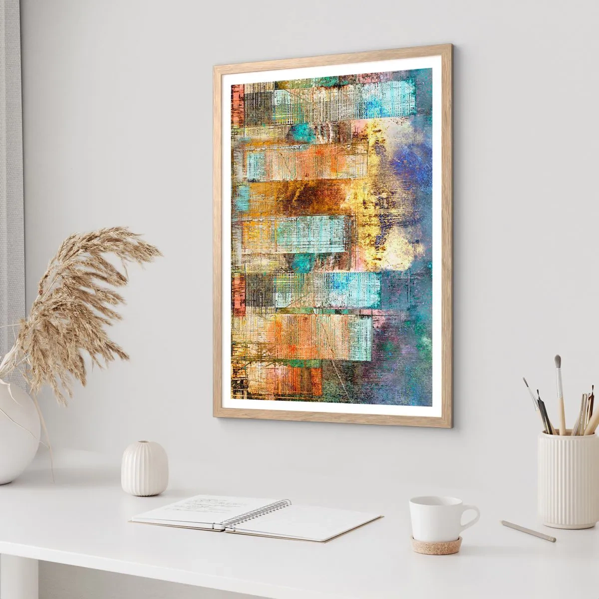 Affiche dans un chêne clair - Poster - Une métropole ensoleillée - 40x50 cm