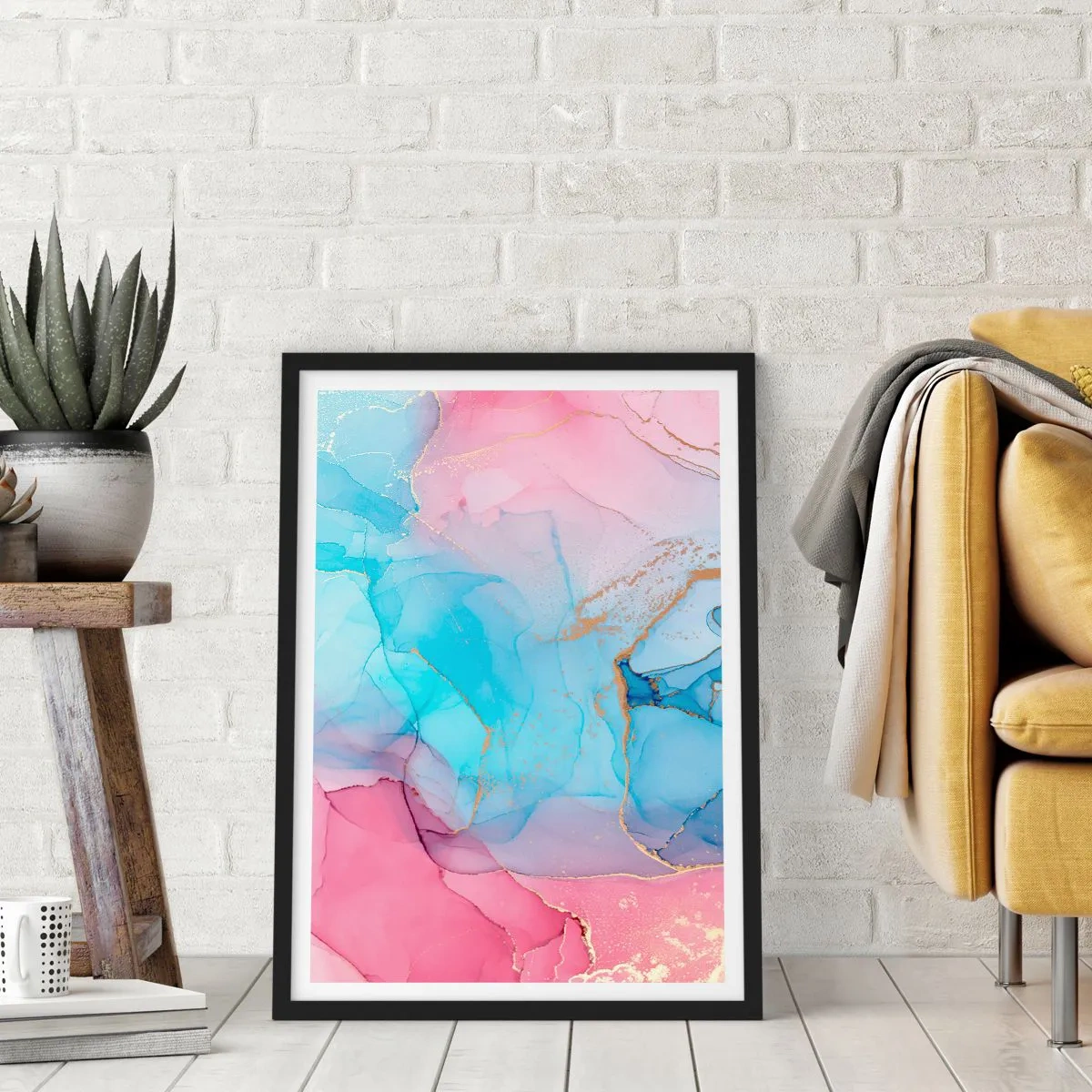 Affiche dans un cadre noir - Poster - Rencontre et mélange - 30x40 cm