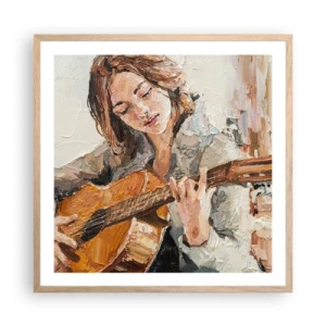Affiche dans un chêne clair - Poster - Concerto pour guitare et coeur de fille - 60x60 cm