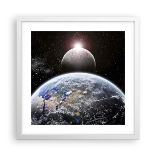 Affiche dans un cadre blanc - Poster - Paysage cosmique - lever de soleil - 40x40 cm