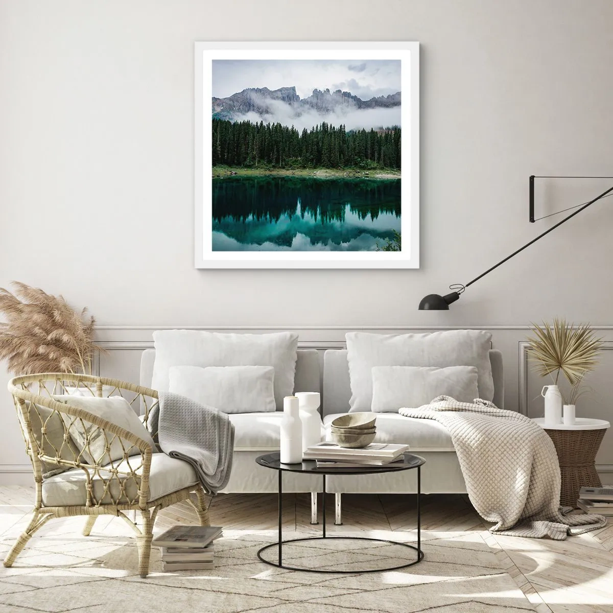 Affiche dans un cadre blanc - Poster - Chut, chut, ne réveillons pas l'eau qui dort - 60x60 cm