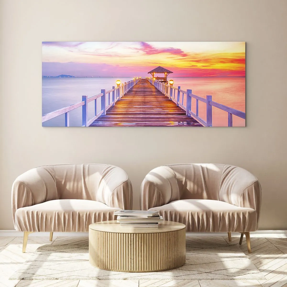 Impression sur verre - Image sur verre - Le silence lilas-doré du soir - 90x30 cm