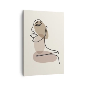 Impression sur toile - Image sur toile - Visage de femme minimaliste avec des taches abstraites - 70x100cm - S'écouter - Décoration murale moderne pour le salon et la chambre ARTTOR